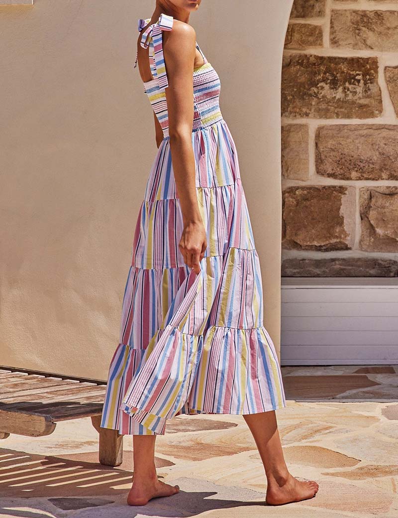 Floral Print Strap Shoulder Maxi Dress