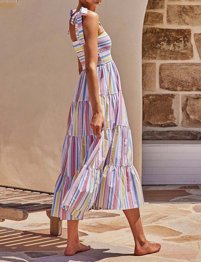 Floral Print Strap Shoulder Maxi Dress