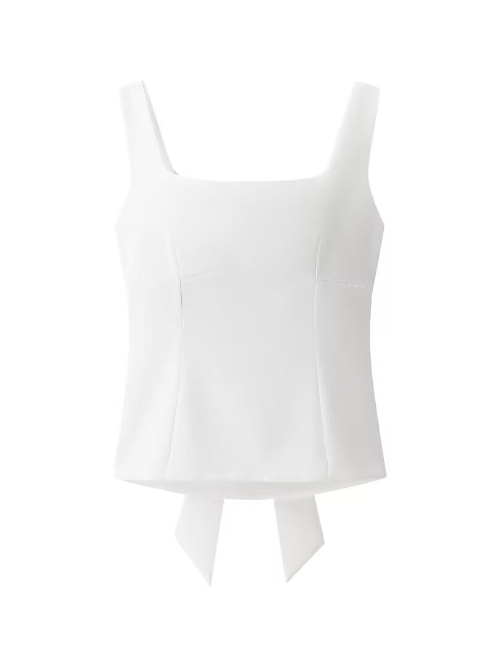 Trendy Solid Color Bowkont Back Sleeveless Top