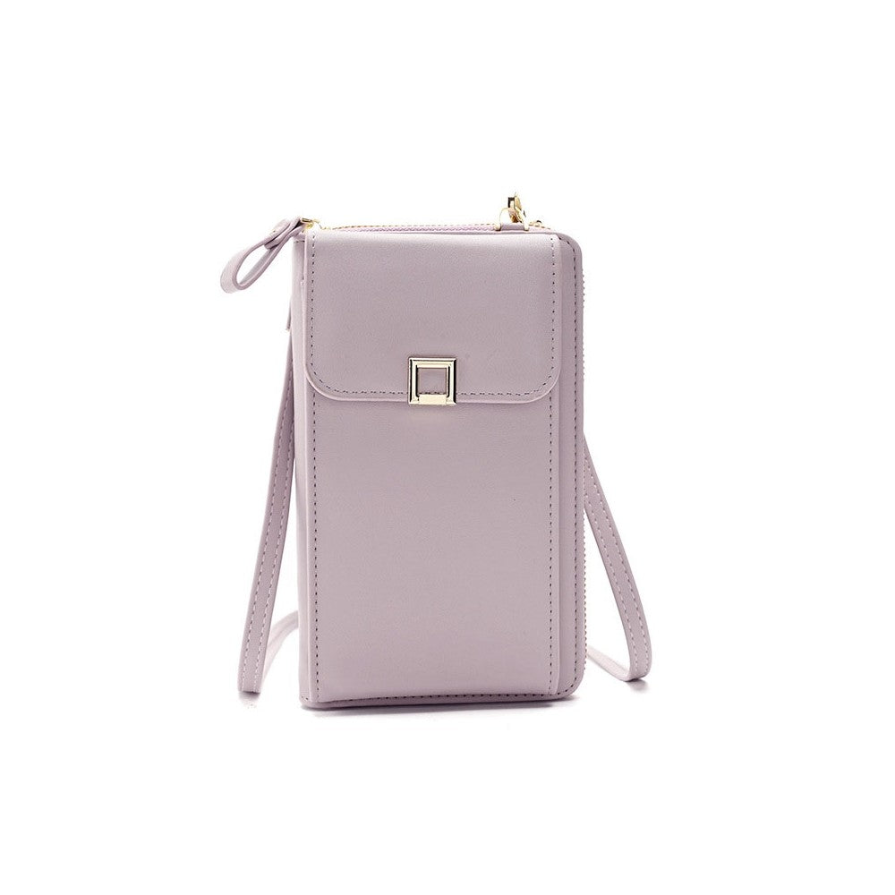 Solid Color PU Leather Multifunctional Purse Mobile Phone One Shoulder Crossbody Bag
