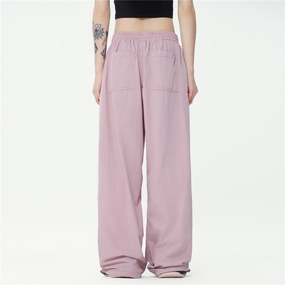 Summer Wide Leg Pants Drawstring Cuffed Unisex