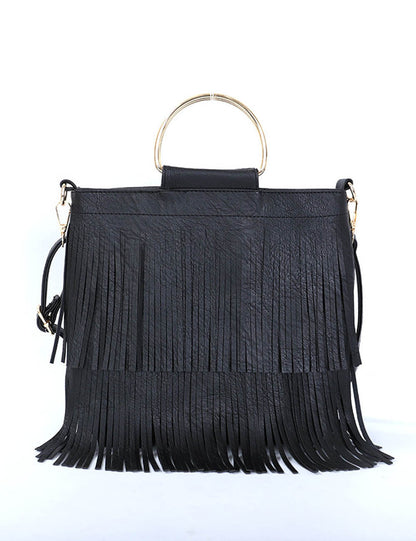 Casual Solid Color Tassel Shoulder Bag