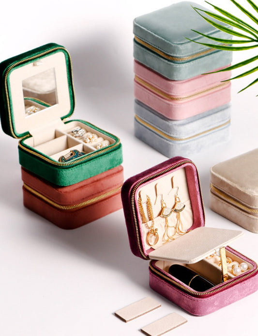 Plush Solid Color Travel Jewelry Case
