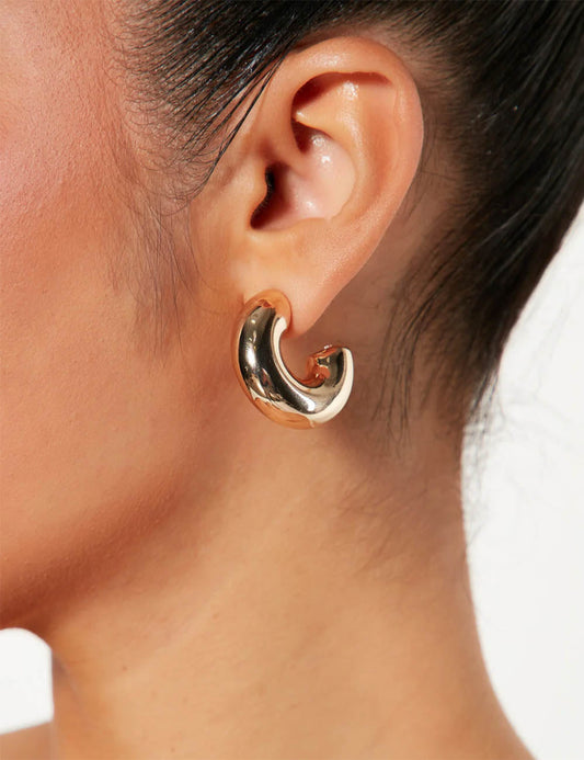 C-Shaped Punk Metal Stud Earrings