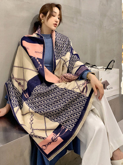Imitation Cashmere Printed Double-Side Shawl Scarf