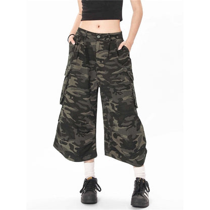 Straight Camouflage Cargo Shorts Summer Loose