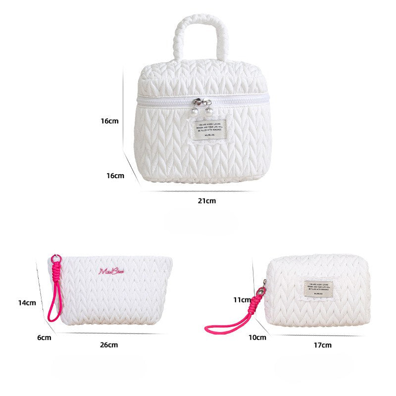 Solid Color Large Capacity Padded Make Up Bag