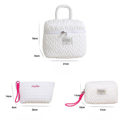 Solid Color Large Capacity Padded Make Up Bag