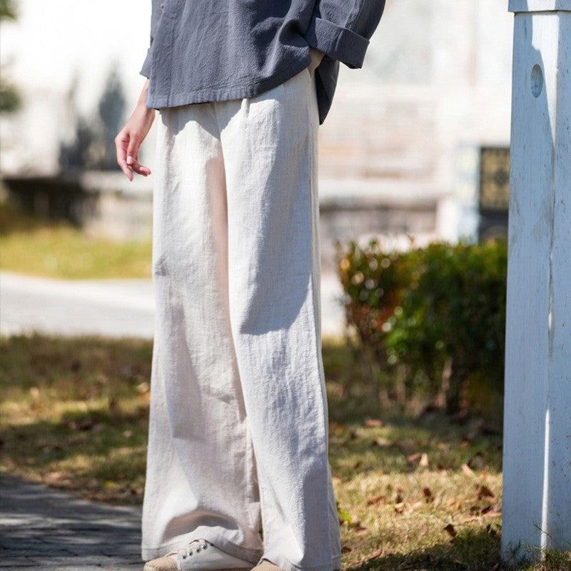 Lightweight Solid Color Casual Wide Leg Pants