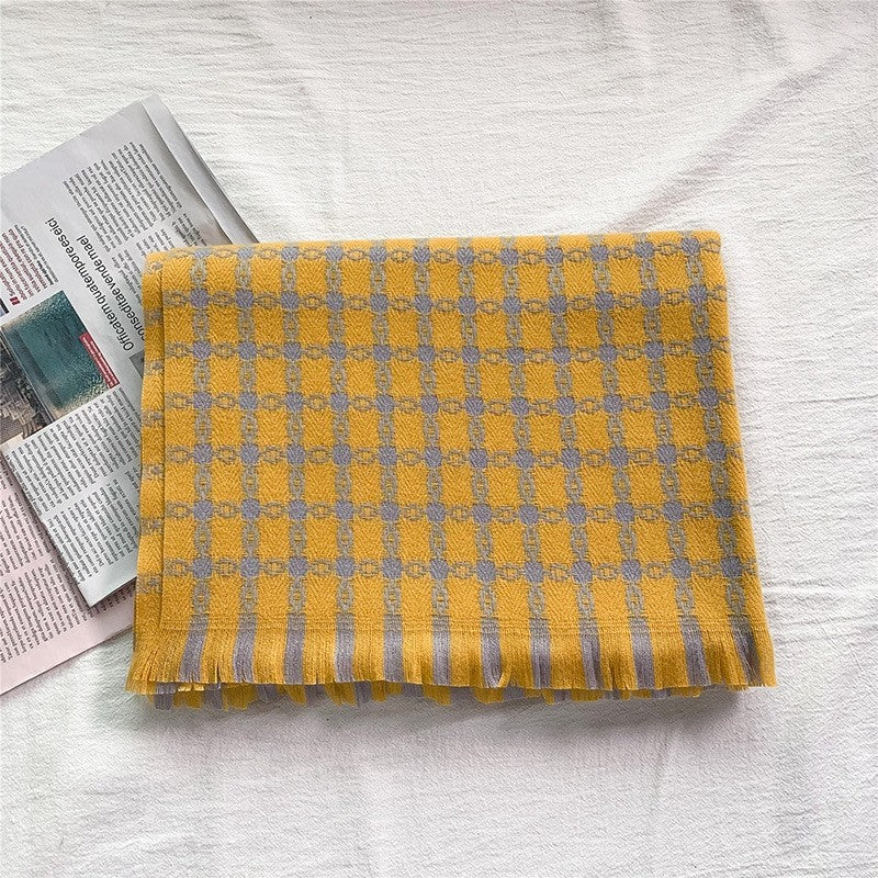 Printed Pattern Thick Tassel Shawl Scarf