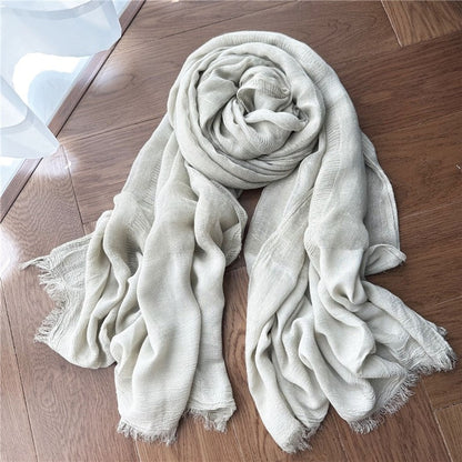 Solid Color Thin Fringed Scarf