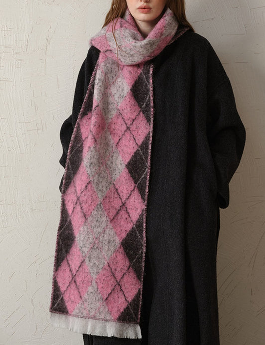 Vintage Plaid Jacquard Color Block Scarve