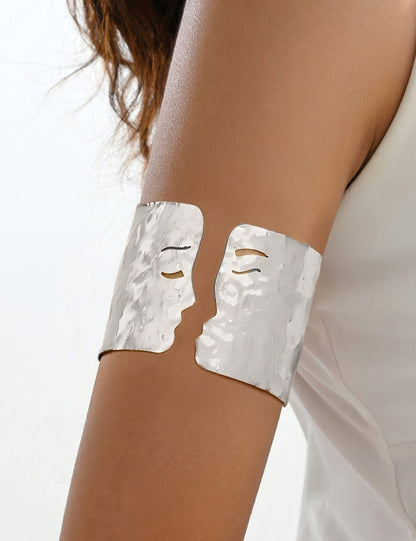 Simple Human Face Open Arm Cuff