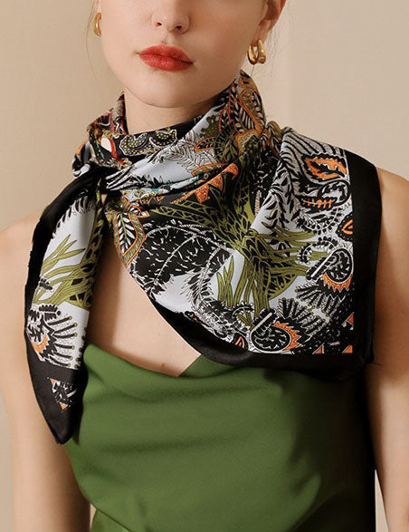Elegant Print Square Satin Scarf