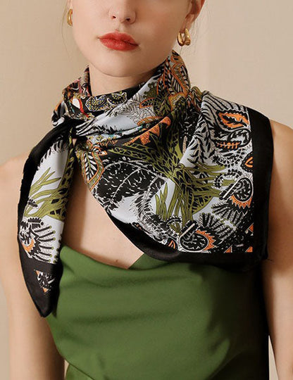 Elegant Print Square Satin Scarf