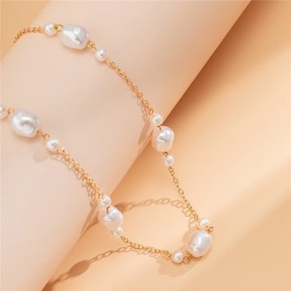 Geometric Metal Chain Body Jewelry With Pearl