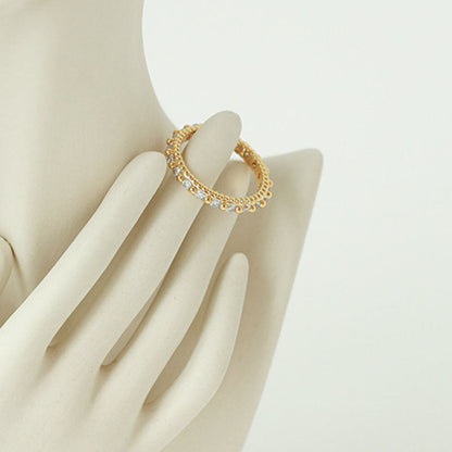 Cubic Zirconia Gold Beaded Band Ring