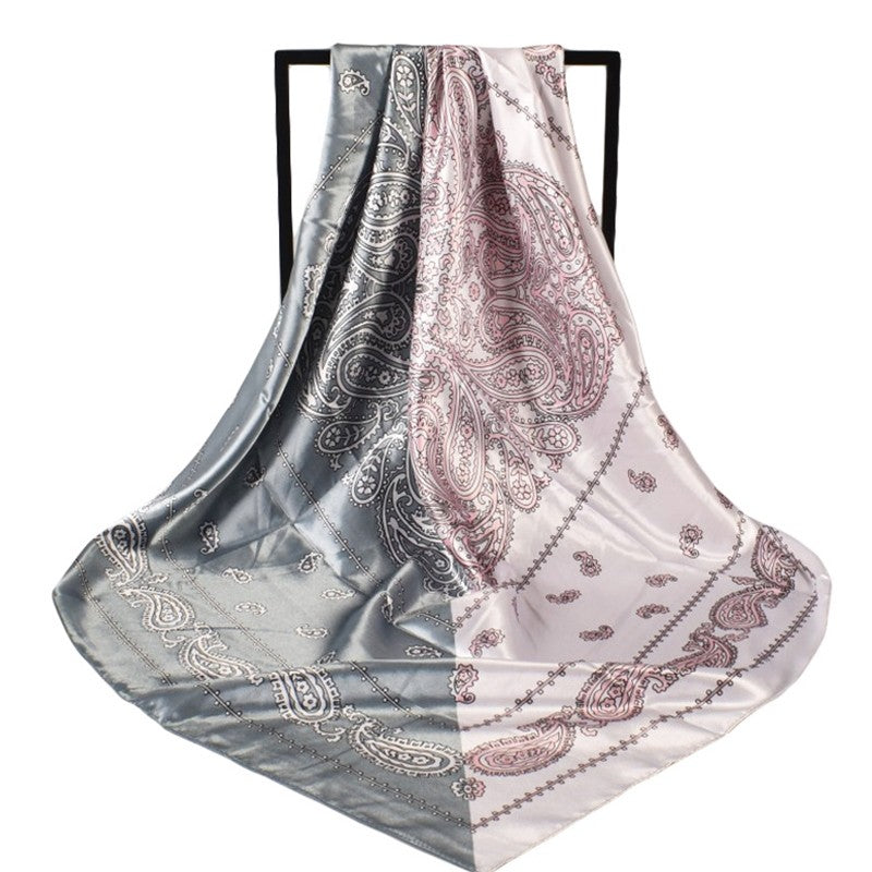 Paisley Print Satin Square Hair Scarf