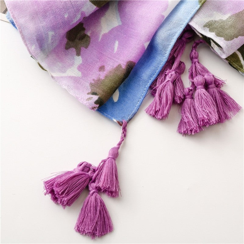 Colorful Cotton Linen Vacation Beach Scarf