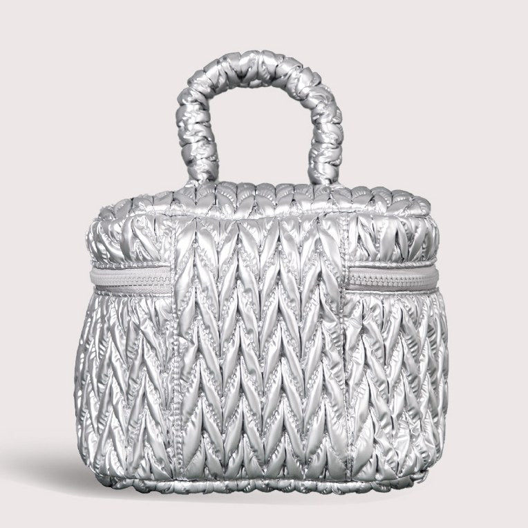 Silver Padded Large Capacity Make Up Bag