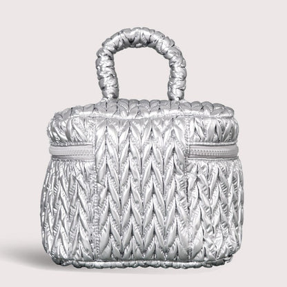 Silver Padded Large Capacity Make Up Bag