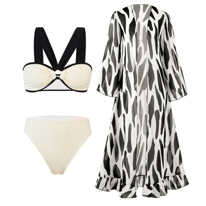 Sexy Color Block Swimwears with Cover