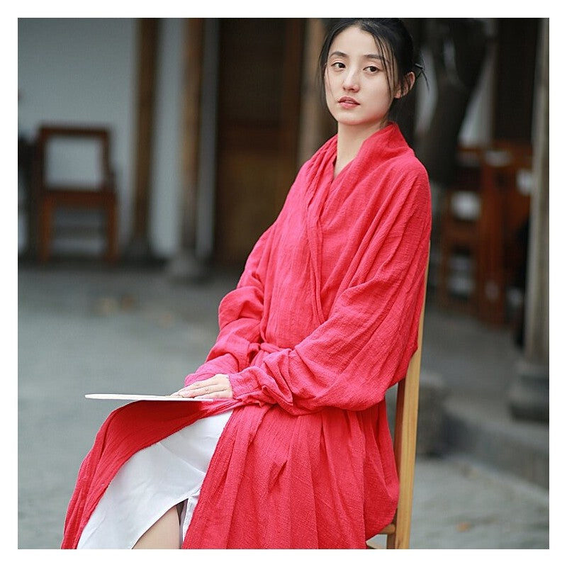 Solid Color Artistic Waist Belt Cardigan