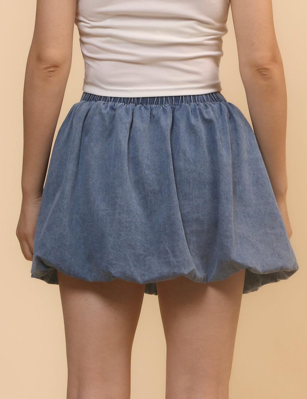 Floral Cute Denim Bubble Mini Skirt