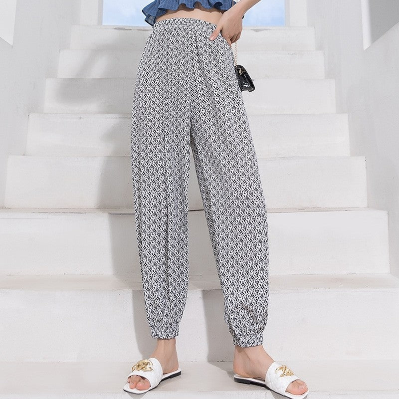 Elastic Waist Printed Baggy Harem Pants