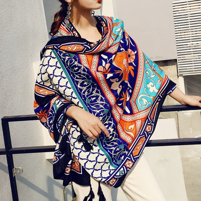 Cotton And Linen Seaside Beach Ethnic Style Shawl Scarf