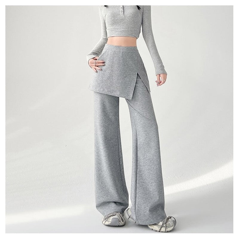 Elastic Waist Split Hem Casual Pants