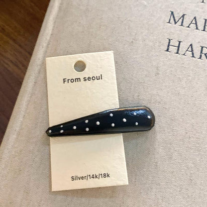 Simple Leather Heart Polka Dot Hair Clips