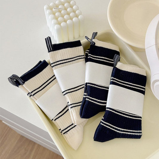 Color Block Striped Simple Socks