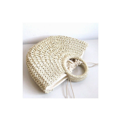 Casual Round Handle Straw Woven Handbag