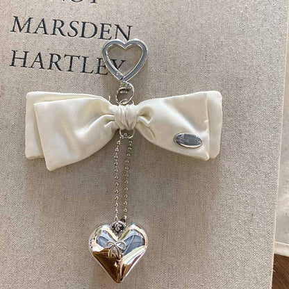 Elegant Stain Bow Knot Heart Chain Bag Charm