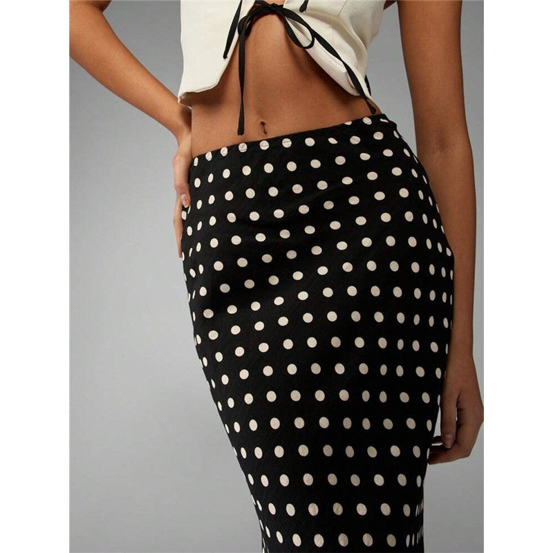 Polka Dot Bodycon Midi Skirt