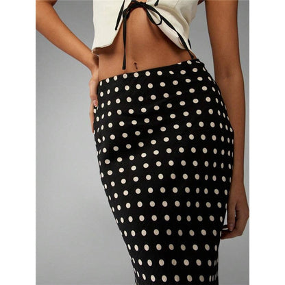 Polka Dot Bodycon Midi Skirt