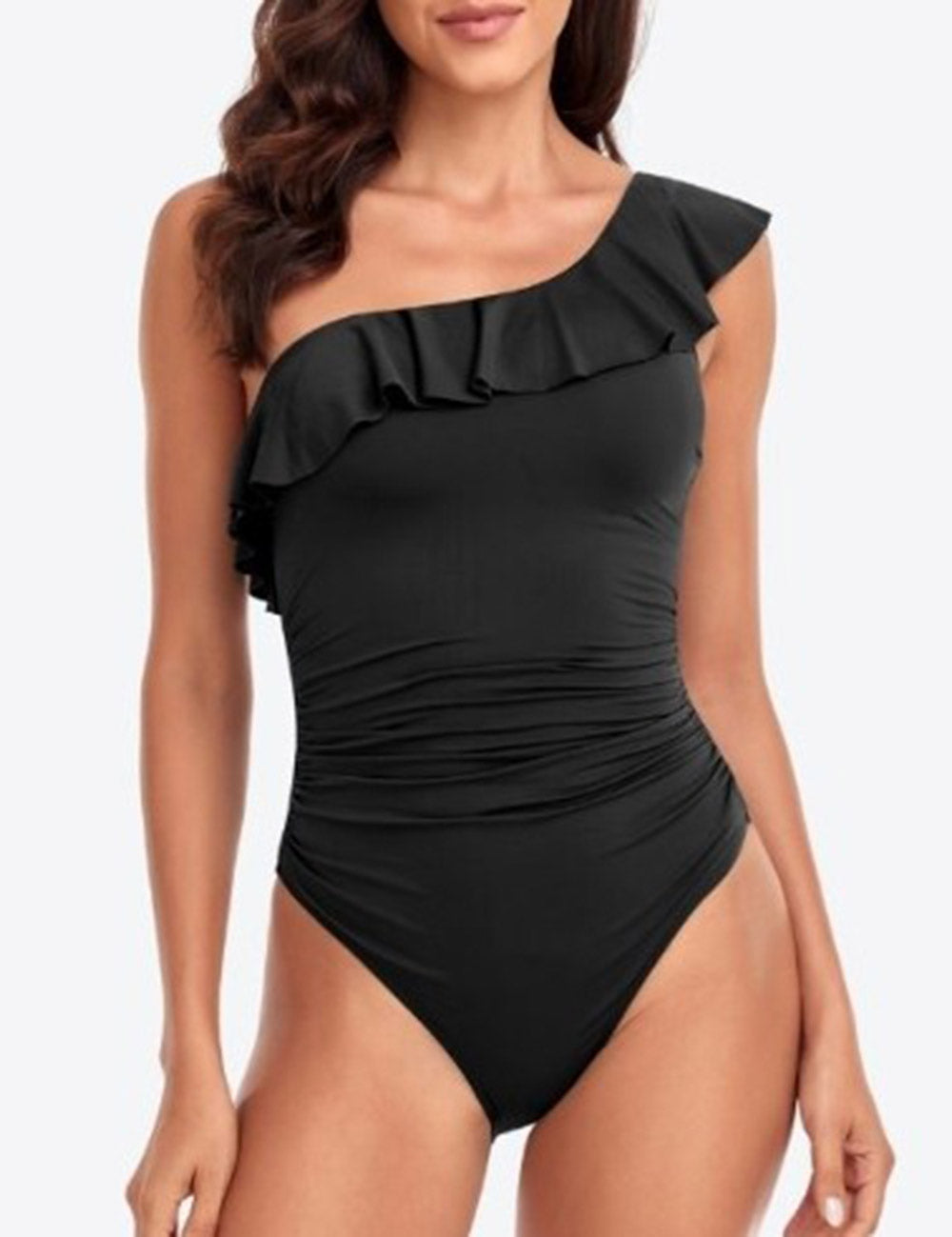One Shoulder Ruffle One Piece Swimwear