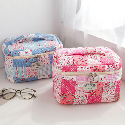 Colorful Flower Print Portable Make Up Bag