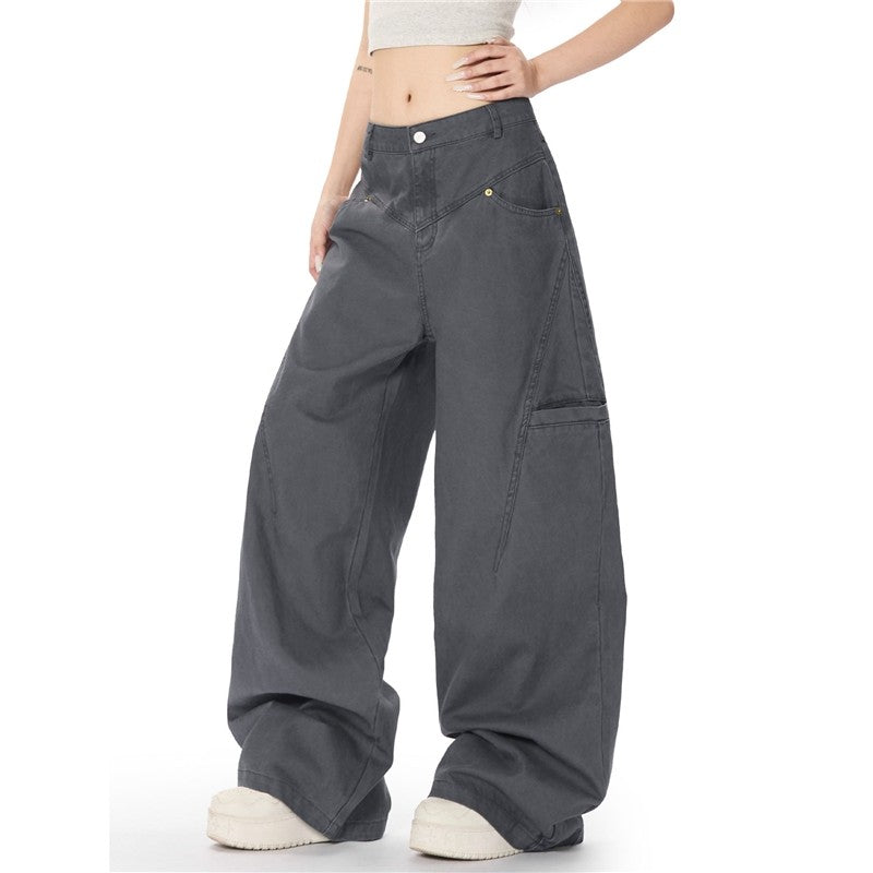 Vintage Work Pants Straight Wide Leg Floor Length