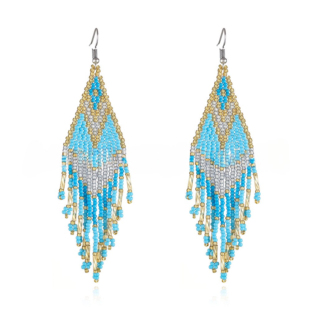Colorful Tassel Elegant Beads Long Earrings
