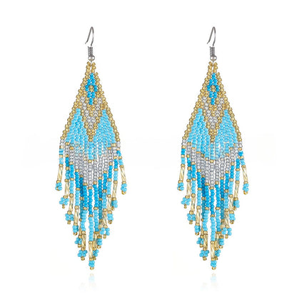 Colorful Tassel Elegant Beads Long Earrings