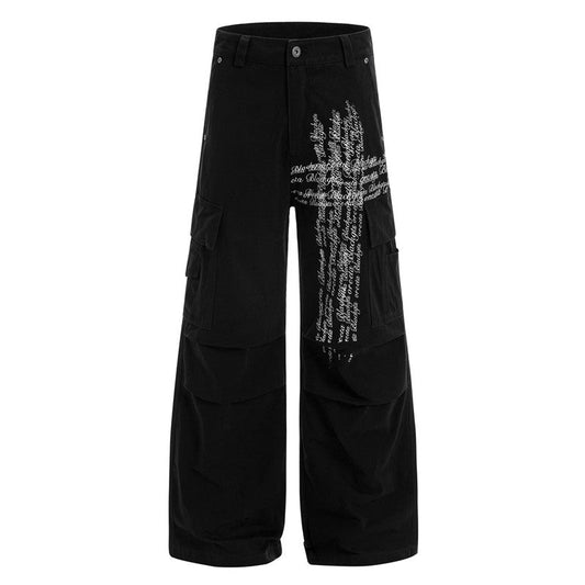 Hip Hop Letter Print Cargo Pants
