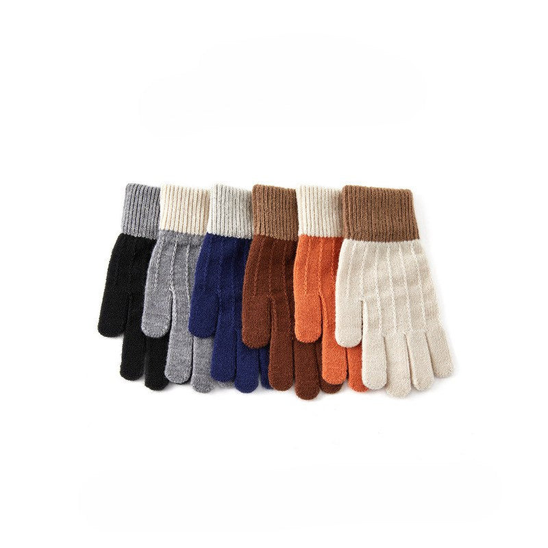 Color Block Splicing Padded Knit Gloves