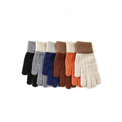 Color Block Splicing Padded Knit Gloves