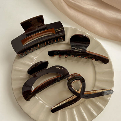 2+Brown Geometries Letter Print Hair Claws