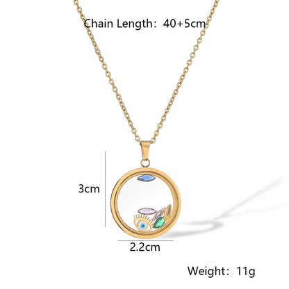 Gold Plated Evil Eye Round Charm Necklace