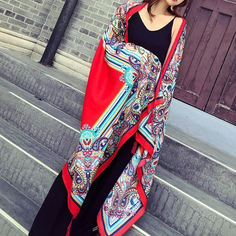 Ethnic Style Cotton And Linen Beach Shawl Scarf