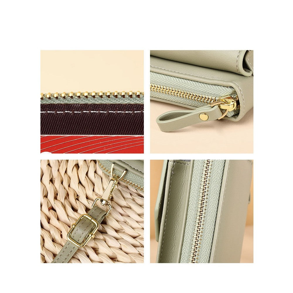 PU Leather Solid Color Multifunctional Small Crossbody Wallet Cell Phone Bag