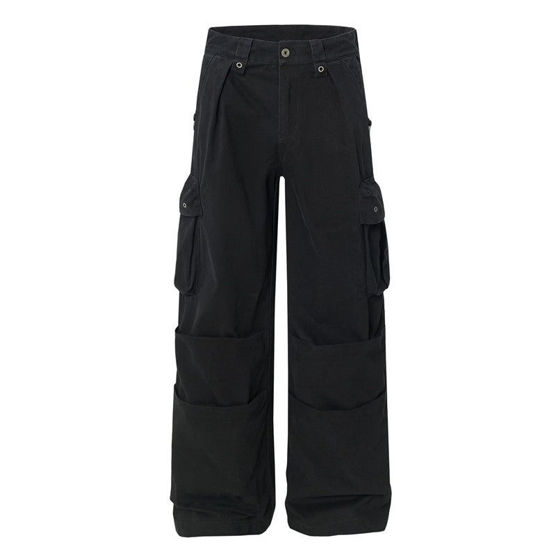 Multi Pocket Cargo Pants Letter Print Straight Leg